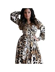 Sexy V-neck Chiffon Long Sleeves Wrap Maxi Dress 