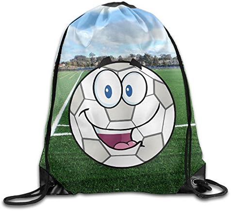 Hotty Soccer Smiling Face White Metal Grommet Drawstring Bags