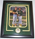 Mark McGwire and Reggie Jackson Autographed Custom Framed 8 x 10 Photograph with Medallion