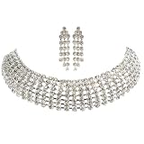 3-Drop Earrings and 7-Row Choker Necklace Set