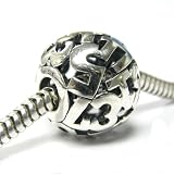 Sterling Silver Number Digit Round Bead for Pandora Troll Chamilia Biagi European Story Charm Bracelets