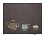 Machine washable doormat dirt trapper absorber door mat tea party 85 x 65cm with a FREE RIB MAT