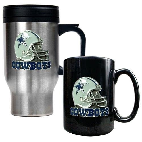 NFL Dallas Cowboys Travel Mug & Ceramic Mug Set - Helmet Logo