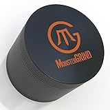 Spice & Herb Grinder 2.5" - 4 Piece Ultra Premium Aircraft Grade Aluminium With Pollen Catcher - Free Scraper & Pouch - MonsterGRIND (Jet Black)