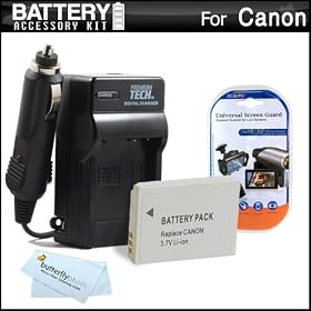 Battery And Charger Kit For Canon PowerShot S100, S110 12.1 MP Digital Camera Includes Extended Replacement (1200Mah) NB-5L Battery + Ac/Dc Rapid Travel Charger + MicroFiber Cloth + More
