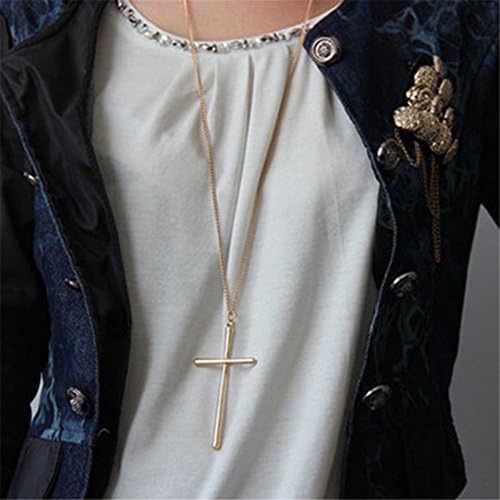 Hot Fashion Women Long Sweater Chain Cross Pendant Alloy Necklace Decoration Gold
