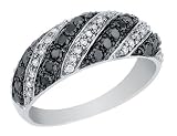 Black and White Diamond Ring 5/8 Carat (ctw) in 14K White Gold