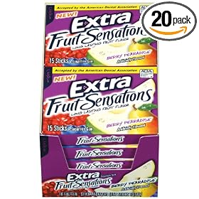 Extra Fruit Sensations Sugarfree Gum, Berry Pearadise, 15-Count Sticks (Pack of... by Extra
