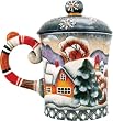 Winter Village Teacup with lid - Russian Handcarving Winter Village Teacup with lid - Russian Handcarving
