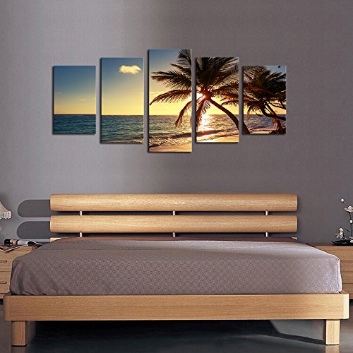 Cao Gen Decor Art-AS42729 5 panel Framed Wall Art coconut tree Canvas print