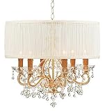 Brentwood Paris Flea 6-Light 20 Clear Murano Crystal Champagne Chandelier with an Antique White Silk Fabric Shade SKU# 10449