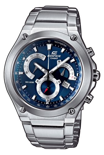 Casio - EF-525D-2AVEF - Montre Edifice - Quartz Analogique - Chronographe - Cadran Bleu - Jour / Date - Etanche 10 ATM - Bracelet Acier