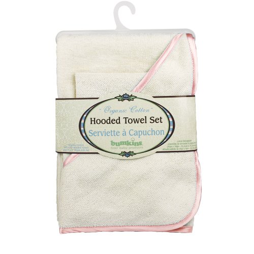 Bumkins Organic Cotton Hooded Towel Set - Rose Satin TrimB000EDRQ6E 