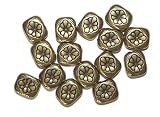 10mm Floral Flat Tablet Cushion Antiqued Goldtone Metalized Metallic Beads