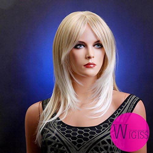 Wigiss New Long Straight Women Wig Hair High Quality Fashion Ladies Wig Full Wig Blonde Mixed White #24BT613A