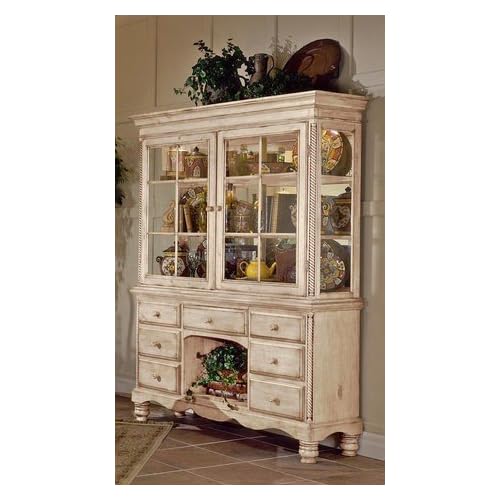 China Buffet Hutch in Antique White Finish