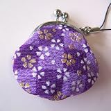和柄がま口ストラップ（友禅柄）《メール便160円》Cell Phone Strap　市松桜/紫