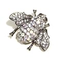 Clear Austrian Rhinestone Bumble Bee Antique Silver Plated Brooch Pin