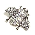 Clear Austrian Rhinestone Bumble Bee Antique Silver Plated Brooch Pin