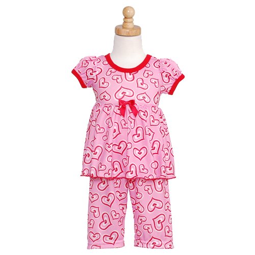 Laura Dare Pink Heart Capri Pajamas for Toddlers and Girls
