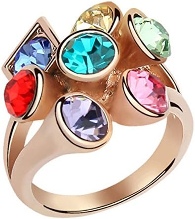 RI96015C4-8 New Style "Dazzling Star" Austrian Crystal Gilded Ring