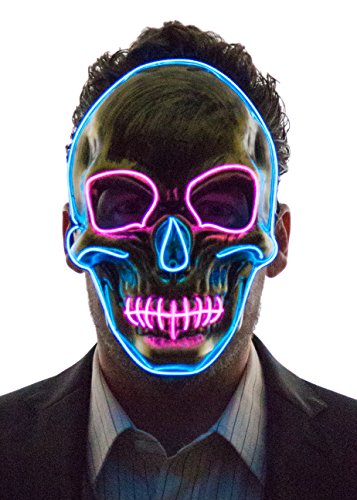 Neon Nightlife Men's Light Up Scary Death Skull Mask
