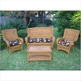 Outdoor Wicker Three Piece Cushions Set Fabric: Black Green Floral