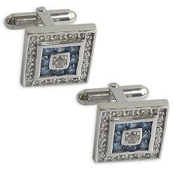Cufflinks for Men Pair in Silver Zircon Gemstone - Romantic Gifts for Him (cflng254)