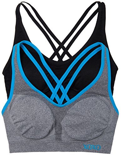 XOXO Juniors 2 Pack Cross Back Comfort Sports Bra with Removable Pads