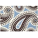 123 Creations C808.2x3 Paisley in Blue and Brown Hooked Rug - 100 Percent Wool