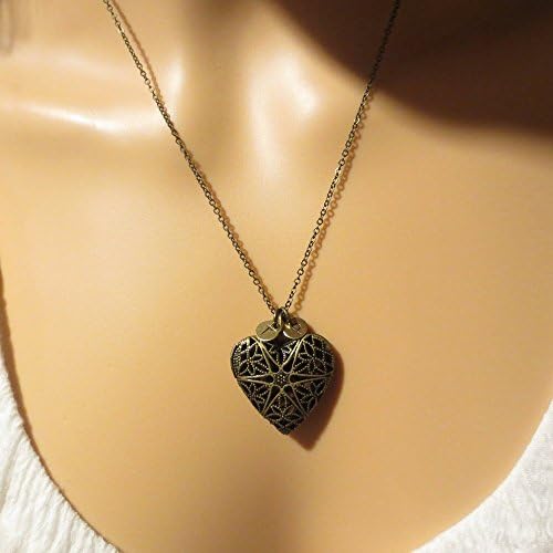 Heart Locket Necklace that Holds Pictures with Personalized Initial Monogram Necklace