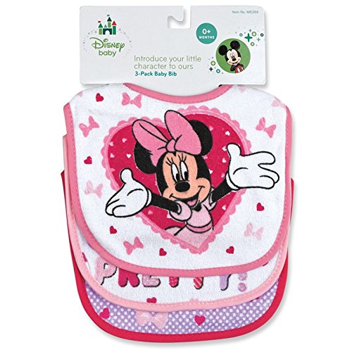 Regent Baby Product Corp Minnie Mouse White Bib, White (3 Pack)