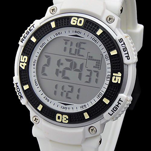 White Sport Watch with Digital Display Chronograph Alarm Stopwatch