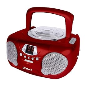 Groov-e GVPS713RD Boombox Portable CD Player with Radio - Red