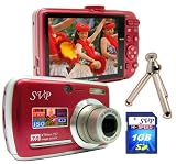 SVP Xthinn-737 Red 7MP 3x Optical zoom 3-inch LCD Digital Camera + FREE 1GB High Speed SD Memory Card & Tripod