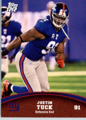 2011 Topps Rising Rookies Football Card # 48 Justin Tuck - New York Giants - NFL Trading Card Protective Screwdown Display Case