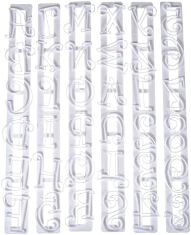 Alphabecake | 6 Strips Alphabet/Letter Number Cutter 3D Mold Tool with Frill Edges, for Fondant, Sugarcraft, Gumpaste, Food Grade ABS, Dishwasher Safe, White
