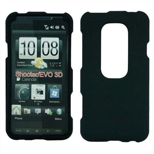 Skque Black Rubberized Case For HTC EVO 3D