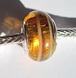Murano Style Glass Lampwork 925 Bead Fits Pandora Electric Orange with White Stripes, 14mm (1)