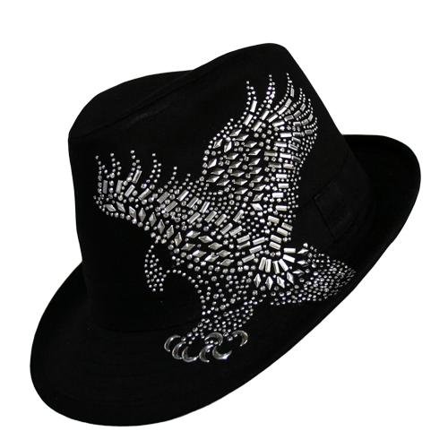 Flying Jeweled Eagle On Black Fedora Hat