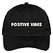 Trendy Apparel Shop Positive Vibes Embroidered Brushed Cotton Adjustable Cap Dad Hat - Black