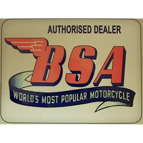 BSA Authorised Dealer - Vintage Advertising - Large Metal Wall Sign