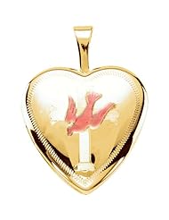 Sterling Silver Color Dove With Cross Heart Locket