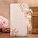 Green Fashion(TM) For Samsung Galaxy Note 4 Mobile Phone Case Lady Wallet case with 3D bling Rhinestone Card Holder & Magnetic Flip Horizontals - Loveyou Pearl Flower (Loveyou Pearl Flower)