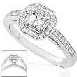 1/2ctw 14k White Gold Asscher & Round Diamond Engagement Ring (HI/SI-I1)
