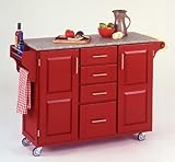 Kitchen Cart with Granite Top (Red) (36"H x 52.5"W x 18"D)