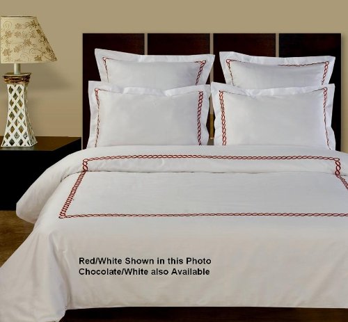 5pc Amy 400tc Egyptian Cotton Duvet Cover Set-White/Red 