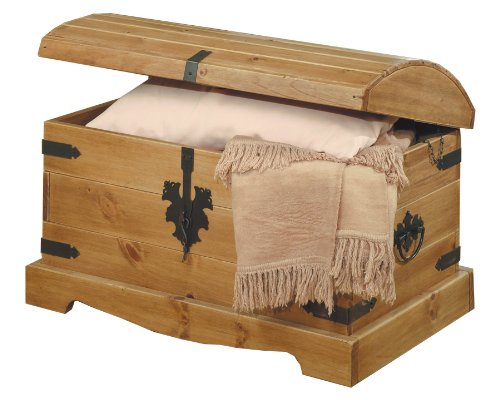 Ambientehome 57034 Truhe Donez mit Runddeckel Kiefer massiv antik gewachst T/B/H 54.5 x 89.5 x 57 cm