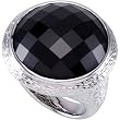 Genuine Round Gemstone Onyx Sparkling Sterling Silver Size 7