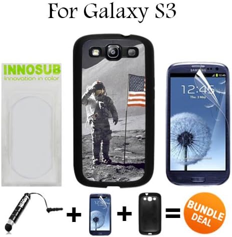 NASA Moon Landing Custom Galaxy S3 Cases-Black-Rubber,Bundle 3in1 Comes with Screen Protector/Universal Stylus Pen by innosub